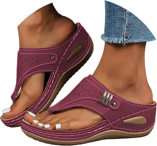 Miniatura 13 de Sandalias ortopédicas con soporte de arco, sandalias planas para exteriores, estilo bohemio, para caminar, cómodas, elegantes, informales