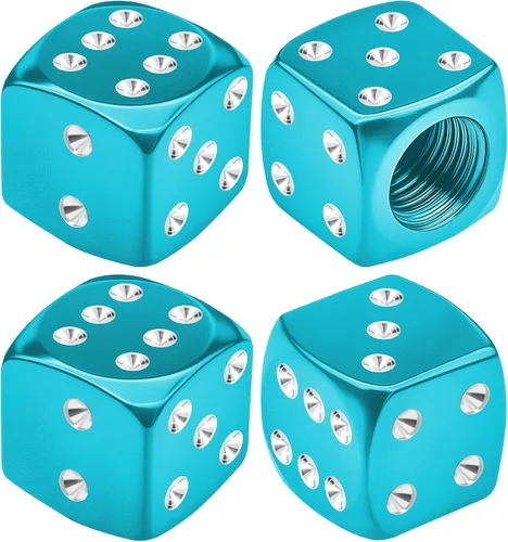 Miniatura 15 de 4 tapas de vástago de válvula de neumático estilo dado, tapas de neumáticos de automóvil, cubiertas de válvula de rueda de aleación de aluminio