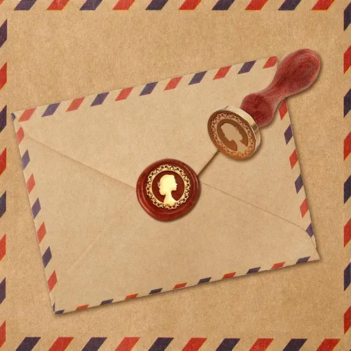 Miniatura 3 de Sello de sellado de cera para mujer, cabeza de latón de 1 pulgada con mango de madera, sello de cera retro para envolver regalos, sobres, tarjetas