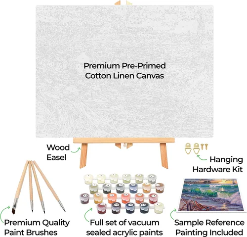 Miniatura 2 de Ledgebay Kit de pintura por números DIY para adultos en lienzo enmarcado: kit de pintura por números de principiante a avanzado, los kits incluyen