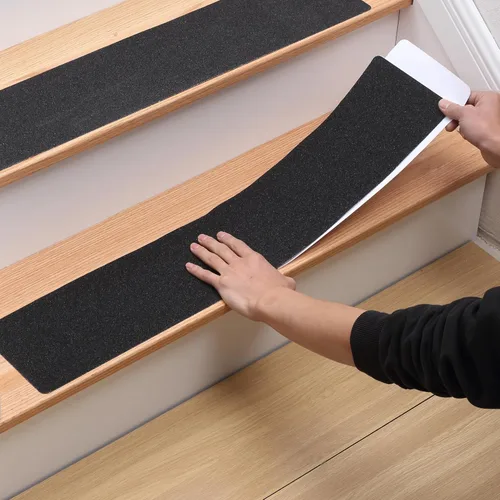 Miniatura 8 de MBIGM Paquete de 8 peldaños antideslizantes para escaleras al aire libre, tiras adhesivas antideslizantes de 6 x 24 pulgadas, tracción resistente
