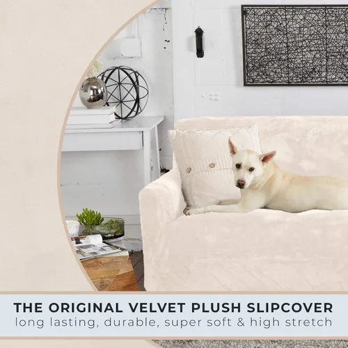 Miniatura 4 de Great Bay Home Funda elástica de felpa de terciopelo para silla con brazo, protector de muebles de silla de terciopelo, suave, antideslizante, alta