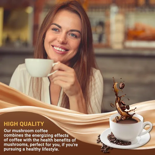 Miniatura 9 de Café de hongos, café instantáneo de hongos con 6 hongos melena de león, cordyceps, cola de pavo y otros para energía, concentración, digestión