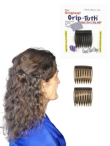 Good Hair Days Peines Grip-Tuth - Peines laterales de 1 1/2", para todo tipo de cabello, accesorios decorativos y de peinado para mujeres - Concha