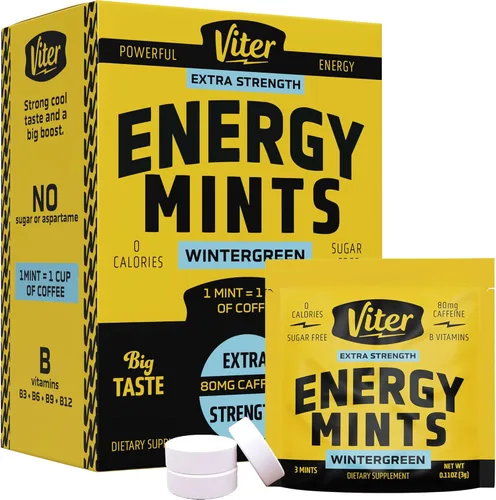 Miniatura 11 de Viter Energy Mentas con cafeína extra fuertes, 80 mg de cafeína, vitaminas B, sin azúcar. (menta, 8 onzas, bolsa a granel)