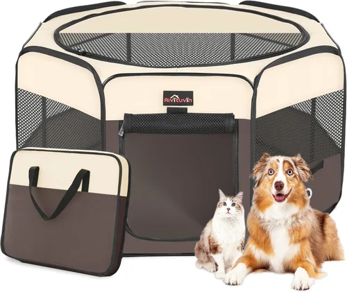 Miniatura 11 de Aivituvin Corral para Perros, Corrales de Juego Plegables para Mascotas con Bolsa de Transporte para Gatos, Cachorros, Conejos, Jaulas de Carpa Azul