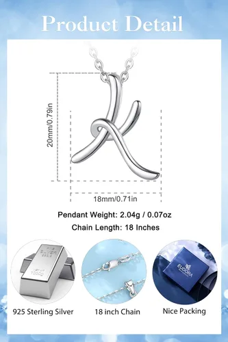Miniatura 61 de EUDORA Collares de plata esterlina con inicial para mujer, regalos clásicos de 26 letras sin cuello para niñas, hermana, madre hija, cadena de 18