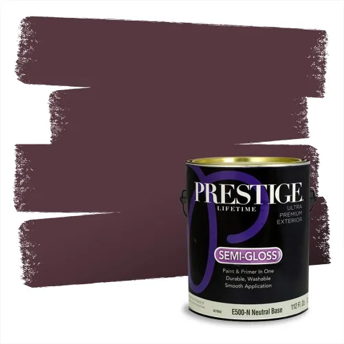 Miniatura 643 de Prestige Paints Pintura exterior e imprimación en uno, 1 galón, plano, coincidencia comparable de Valspar* Amber Rose*