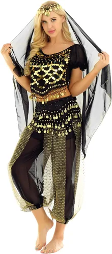 Miniatura 3 de TiaoBug Women's Belly Dancer India Dance Outfit Halloween Carnival Performance Costume