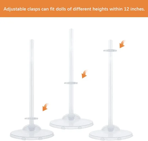 Miniatura 4 de 20 soportes para muñecas, soporte de exhibición de muñeca, soporte de exhibición ideal con clip de cintura ajustable para muñecas de 11 a 13 20