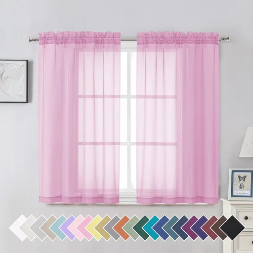 Miniatura 47 de Aiyufeng 2 paneles de cenefa transparente negra de 14 pulgadas de largo, cortinas cortas negras transparentes para dormitorio, cortinas de cocina