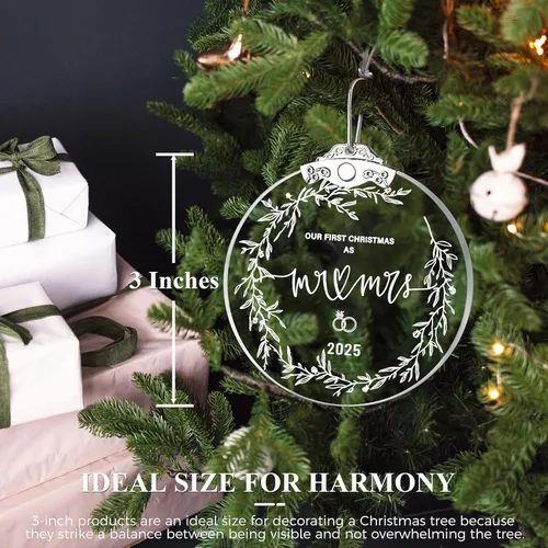 Miniatura 3 de Regalos de compromiso para parejas 2025, nuestro primer adorno de cristal de compromiso de Navidad, regalos para parejas recién comprometidas