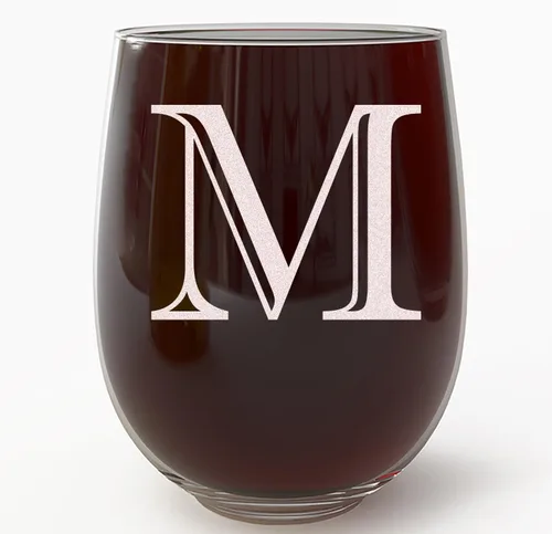 Miniatura 26 de Copa de vino grabada con monograma de 17 onzas sin tallo (letra A) A-Z, regalos personalizados para mujeres, copas de vino personalizadas, regalo