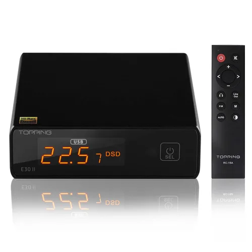 Topping E30 II DAC Preamplificador de audio Decodificador de audio - 2xAK4493S Hi-Res XMOS XU208 DAC 32Bit/768kHz DSD512 DSD Modo directo para Negro