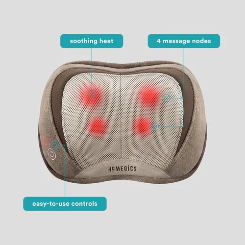 Miniatura 3 de HoMedics Almohada de Masaje Shiatsu 3D de Cuerpo Completo con Vibración y Calor para Cuello, Espalda Superior y Lumbar Marrón