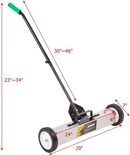 Miniatura 2 de Barredora magnética de piso resistente de 24 pulgadas XL de ancho, herramienta de escoba de empuje ampliamente utilizada en talleres de fábrica