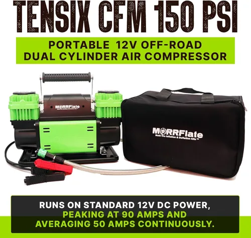 Miniatura 2 de MORRFlate TenSix - Compresor de aire de 12 voltios resistente, 10.6 CFM 150 PSI inflador de neumáticos portátil todoterreno de doble cilindro