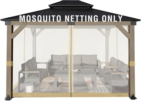 Miniatura 14 de Aoodor Mosquitera Universal para Gazebo de 10 x 10 pies, 4 Paneles Laterales de Repuesto con Cremalleras Dobles para Patio, Patio Trasero, Terraza