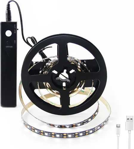 Miniatura 8 de VST Tira de luces LED de 2 metros, luz de cinta LED con sensor de movimiento y operada a batería para armario, escaleras, dormitorio