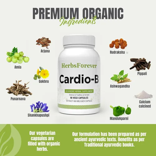 Miniatura 6 de Herbsforever Suplemento herbario ayurvédico Cardio-B 90 cápsulas vegetales 800 mg cada una