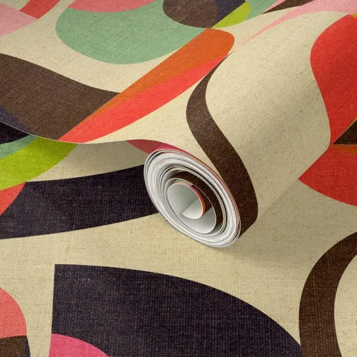 Miniatura 2 de Peel & Stick Wallpaper 12ft x 2ft - Mid Century Midcentury Modern Mod 1950S 1960S Retro Earth Tones Geometric Circles Custom Removable Wallpaper by