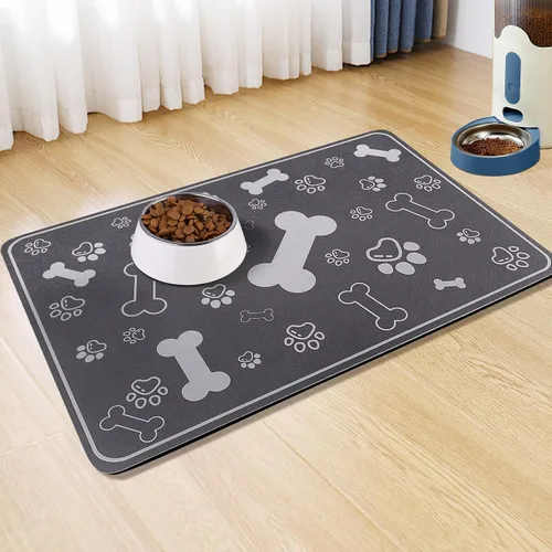 Miniatura 17 de Alfombrilla para Comida de Perros y Gatos, Alfombrilla para Alimentación de Mascotas de Absorción Rápida, Alfombrilla para Perros en Forma de Hueso