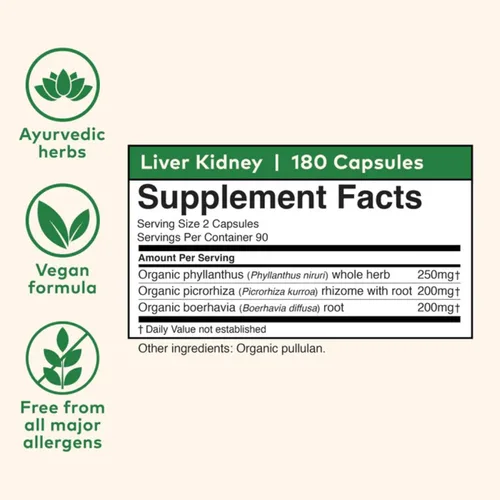 Miniatura 5 de ORGANIC INDIA Suplemento Herbal para el Hígado y los Riñones - Desintoxica y Rejuvenece, Apoya la Función Saludable del Hígado y los Riñones