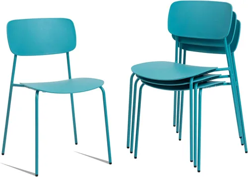 Miniatura 12 de Sidanli Juego de 4 sillas apilables para sala de conferencias, sillas de recepción con asiento de plástico, sillas apilables para espera, sala
