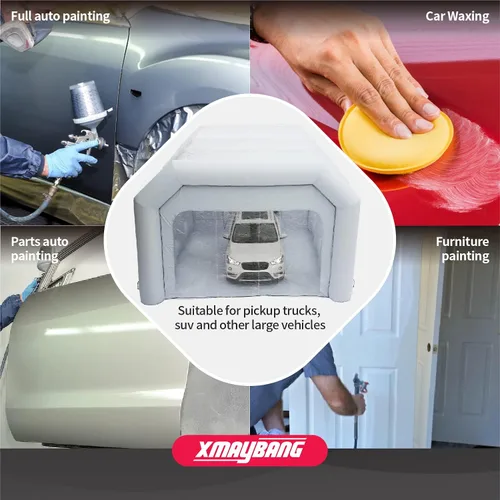 Miniatura 5 de Xmaybang Cabina de pulverización inflable de 30 x 20 x 13 pies, cabina de pintura automática portátil con sistema de filtración, adecuada para SUV