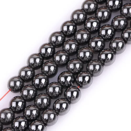 Miniatura 9 de GEM-Inside - Cuentas redondas sueltas de hematita negra natural de 0.079 pulgadas para hacer joyas, 15 pulgadas