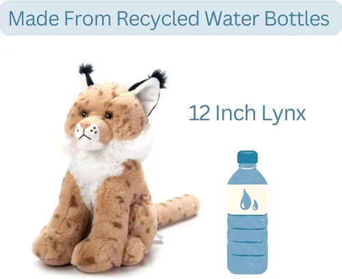 Miniatura 6 de The Petting Zoo Lynx Peluche de peluche, regalos para niños, animales salvajes de la vida silvestre, juguete de peluche de gato lince de 12 pulgadas