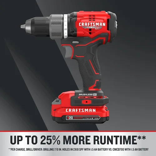 Miniatura 8 de CRAFTSMAN RP+ Kit de taladro/destornillador inalámbrico, con 2 baterías y cargador, sin escobillas (CMCD713C2)