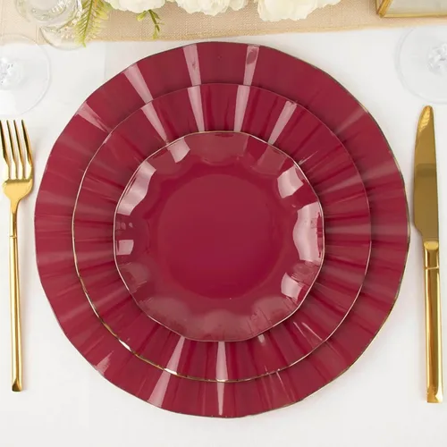 Miniatura 52 de Efavormart - Platos de cena de 11 pulgadas – Juego de 10 platos desechables redondos de plástico negro con borde dorado rizado – Vajilla elegante
