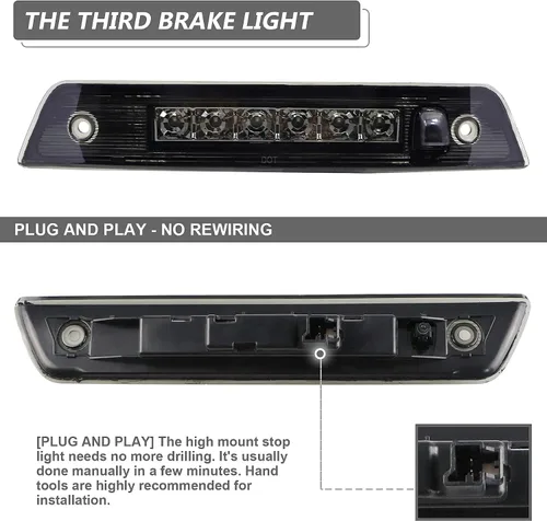 Miniatura 4 de Tercera luz de freno LED, luz de freno trasera de montaje alto, lámpara de carga para Jeep Grand Cherokee 2005-2010 (lente ahumado+carcasa cromada)