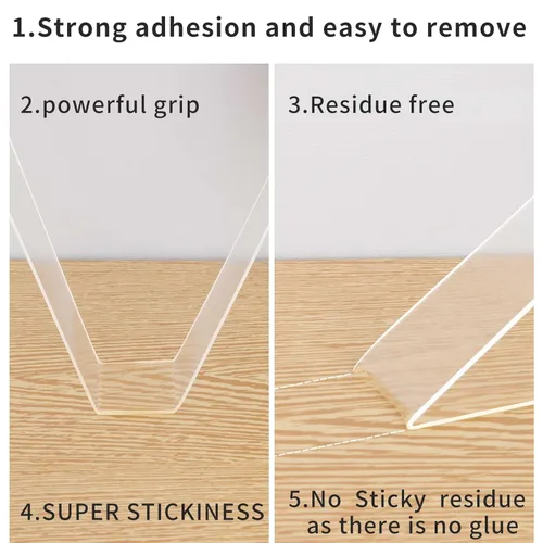 Miniatura 3 de Cinta de doble cara resistente, cinta de montaje transparente, tiras adhesivas fuertes, cinta transparente reutilizable para decoración del hogar