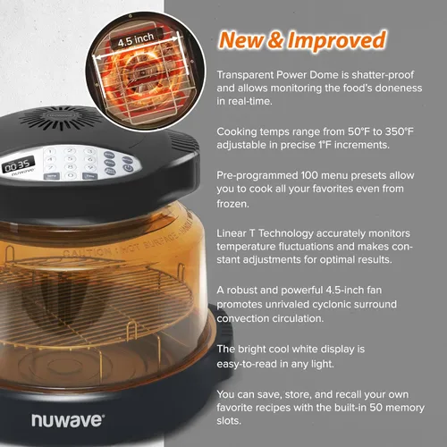 Miniatura 5 de Nuwave Horno infrarrojo Pro Plus 2, encimera, convección, cocina fresca o congelada, sin descongelación ni precalentamiento, cocina saludable, calor
