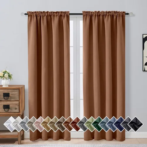 Miniatura 183 de OVZME Cortinas opacas turquesa para tratamiento de ventanas pequeñas, cortinas cortas con bloqueo de luz para ventana de cocina sobre el fregadero
