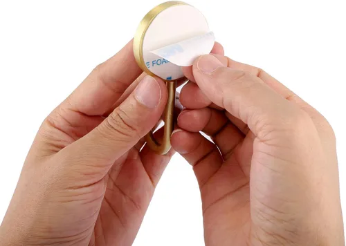 Miniatura 5 de Paquete de 2 ganchos adhesivos, ganchos de pared de latón, gancho para toallas de baño, ganchos autoadhesivos de pared sin clavos para entrada