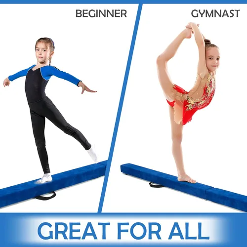 Miniatura 2 de Giantex Haz de equilibrio de 7/8/9 pies, haz de gimnasia plegable con asas de transporte, base de goma antideslizante para niños, haz de gimnasia