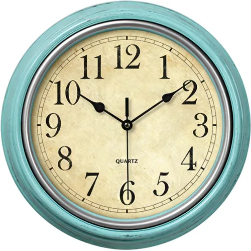 Miniatura 10 de Reloj de pared de 12 pulgadas, funciona con pilas, relojes silenciosos retro para sala de estar, cocina, oficina, escuela, aula, decoración