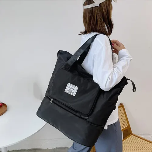 Miniatura 2 de Bolsa de viaje plegable de gran capacidad, seca y húmeda, separada, plegable, bolsa de gimnasio, bolsa de viaje de moda, espacio expandible