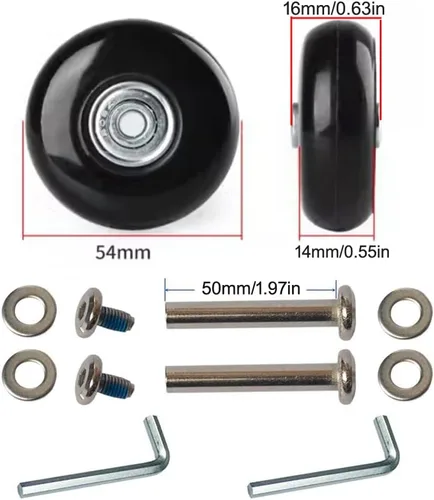 Miniatura 2 de Juego de 2 piezas de 2.126 in universal para maletas de equipaje de doble tipo kit de ruedas de repuesto para patín en línea para exteriores, ruedas