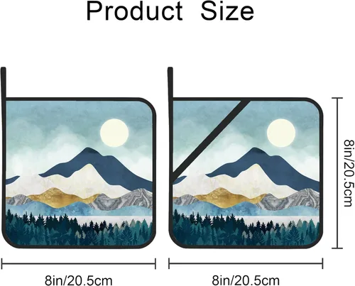 Miniatura 2 de Mountains Nature Scenery - Juego de 2 soportes para ollas de cocina resistentes al calor para microondas, horno, horno, platos finales y barbacoa