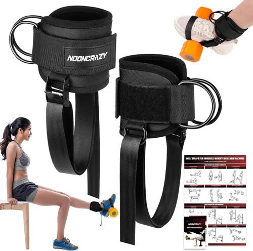 Miniatura 8 de nooncrazy Ankle Straps for Dumbbell and Cable Machine, Dumbbell Foot Attachment with Longer Stronger Nylon Strap, Tibialis Trainer, Leg Extensions