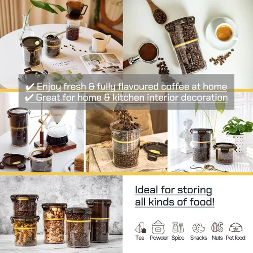 Miniatura 7 de Contenedor de café ajustable de tamaño – Contenedor hermético de almacenamiento para granos de café y molidos, té, especias (mediano)
