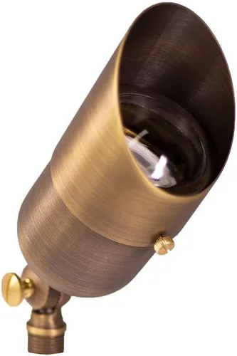 LogiSpot - Foco exterior de latón de 12 V (bronce) para iluminación de paisaje de bajo voltaje de patio, césped, jardín, patio, árboles y casa