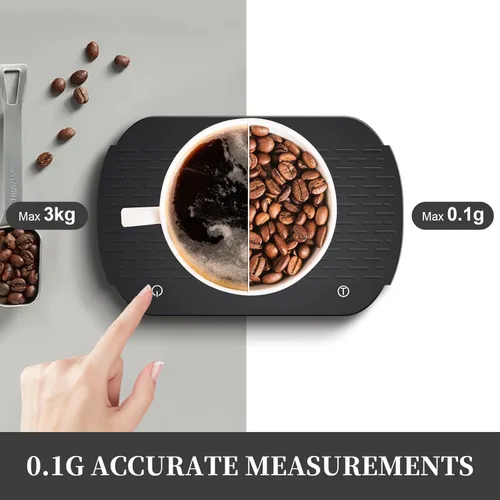 Miniatura 2 de Báscula de café con temporizador, báscula de café espresso recargable, báscula digital de alta precisión de 6.6 lbs/0.00 oz, báscula de alimentos