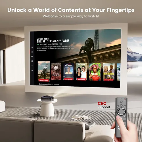Miniatura 3 de [Aplicaciones con licencia oficial] Proyector para exteriores 4K con Wifi6 y Bluetooth, sistema operativo Smart TV y audio DoIby, proyector portátil
