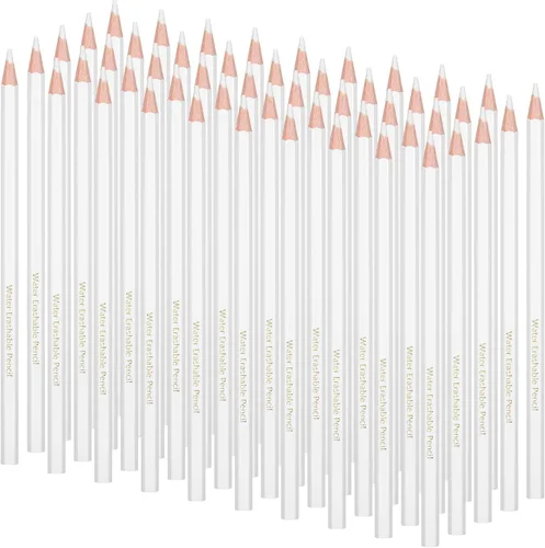 Miniatura 8 de Lápices de tela 24 piezas de rotuladores de vestir blancos, lápices solubles en agua para tela de limpieza de tela para coser lavable lápiz