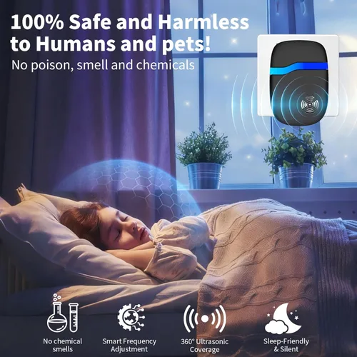 Miniatura 5 de Paquete de 6 repelentes ultrasónicos de insectos para interiores, control de plagas, ratón repelente, cucarachas, ratones, arañas, hormigas